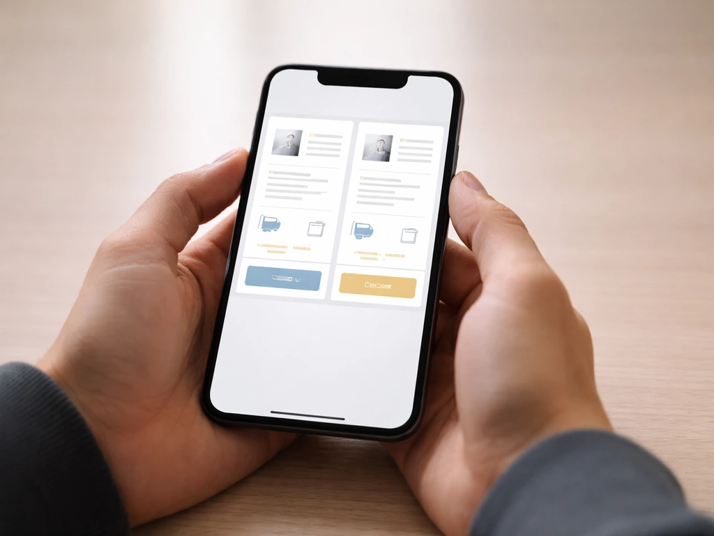 Two side-by-side anonymous online cart screens showing different totals and shipping/return terms, minimal realistic sce