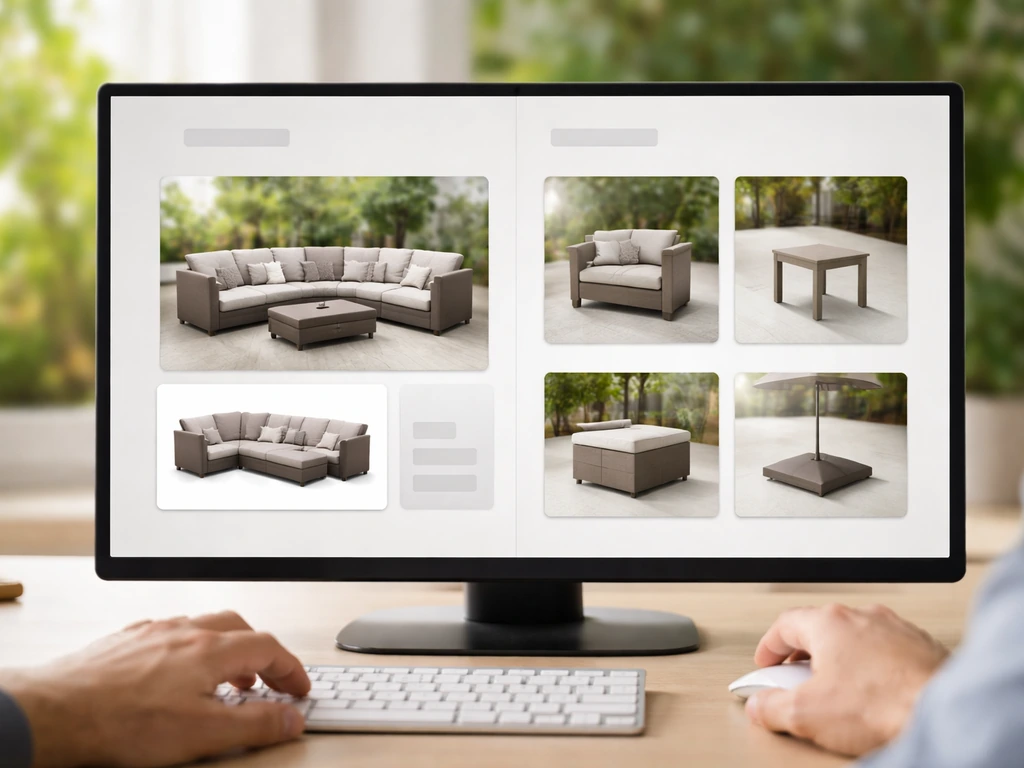 Side-by-side screen showing a patio furniture set option versus separate individual patio pieces.